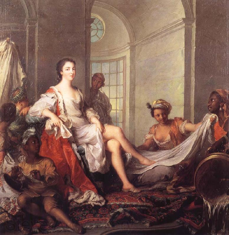 Jjean-Marc nattier Mademoiselle de Clermont at her Bath,Attended by Slaves France oil painting art